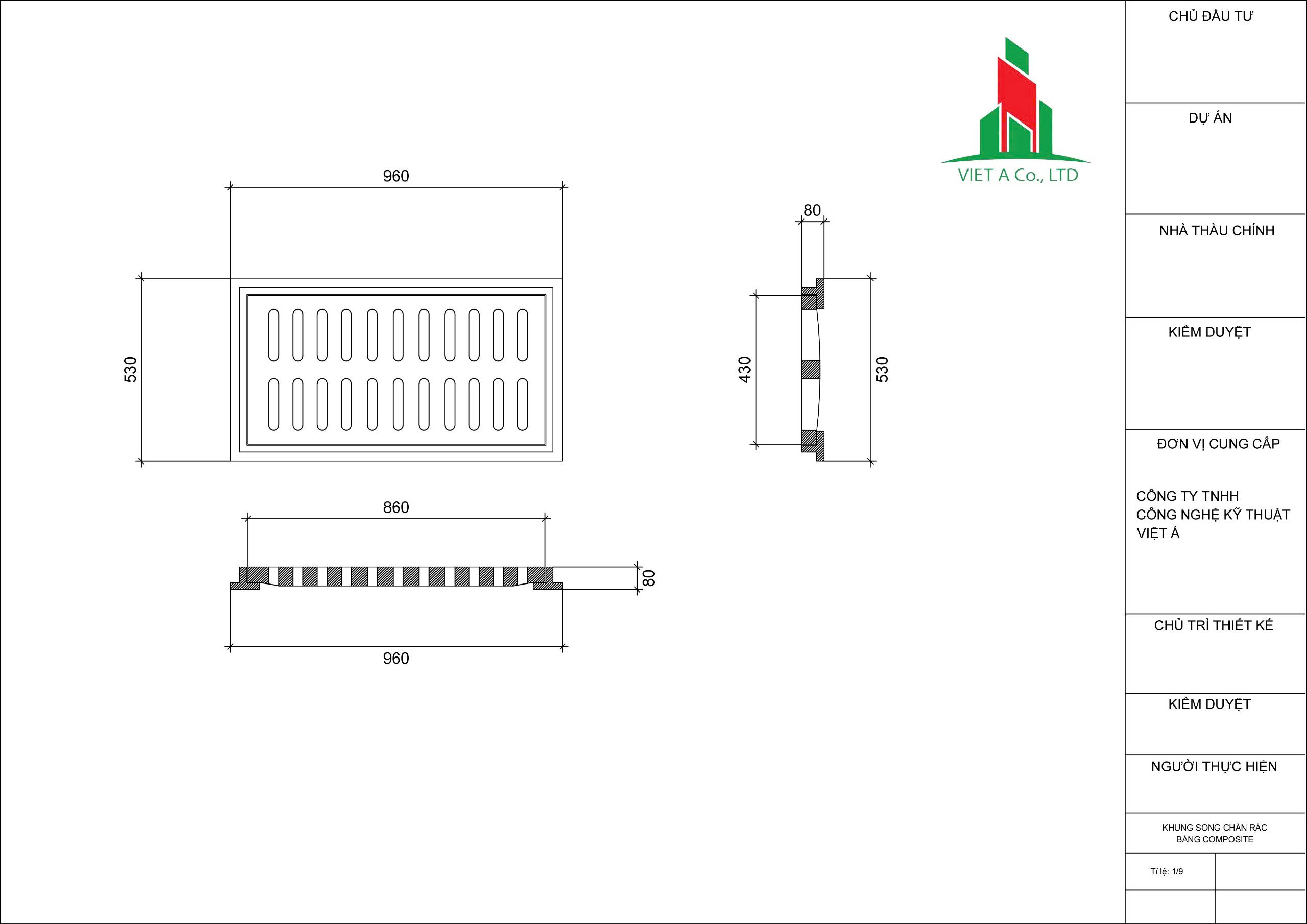 bản vẽ song chắn rác bằng composite của Việt Á